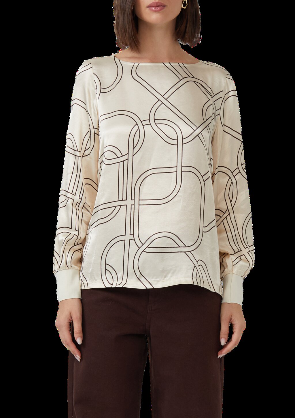 Satinierte Viskose-Bluse mit Print