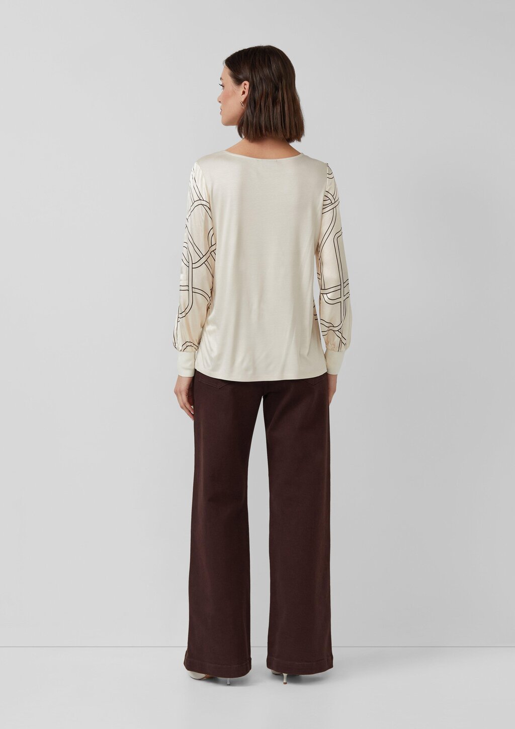 Satinierte Viskose-Bluse mit Print