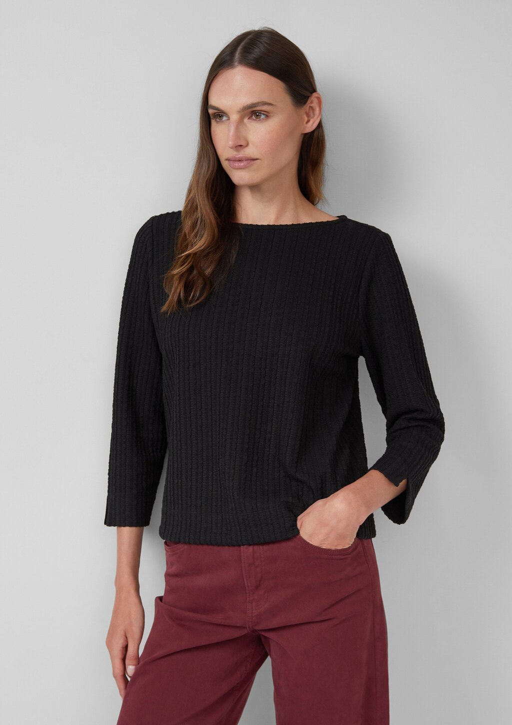 Strukturiertes Shirt mit verkürztem Ärmel