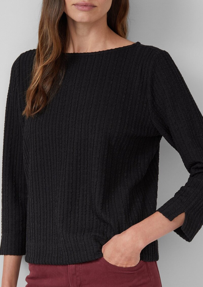 Strukturiertes Shirt mit verkürztem Ärmel