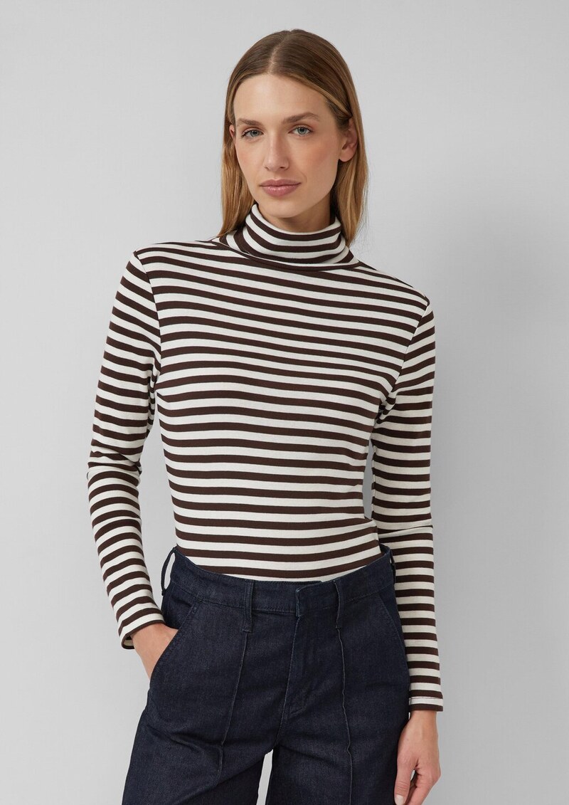Gestreiftes Longsleeve im Slim Fit mit Rollkragen