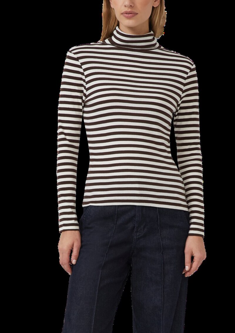 Gestreiftes Longsleeve im Slim Fit mit Rollkragen
