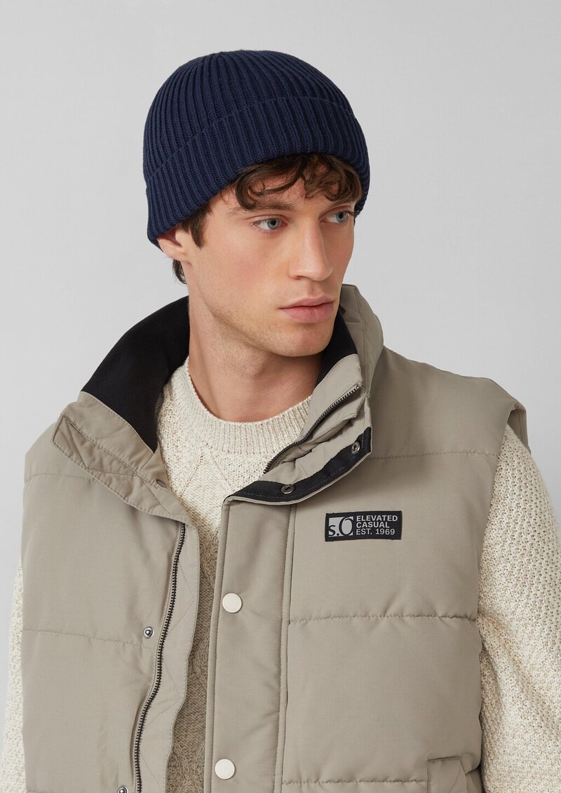 Gestrickte Baumwoll-Beanie mit Umschlag