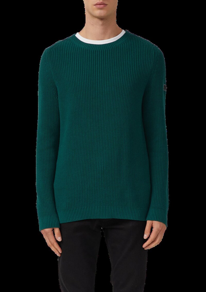 Strukturierter Baumwoll-Pullover mit Label-Patch