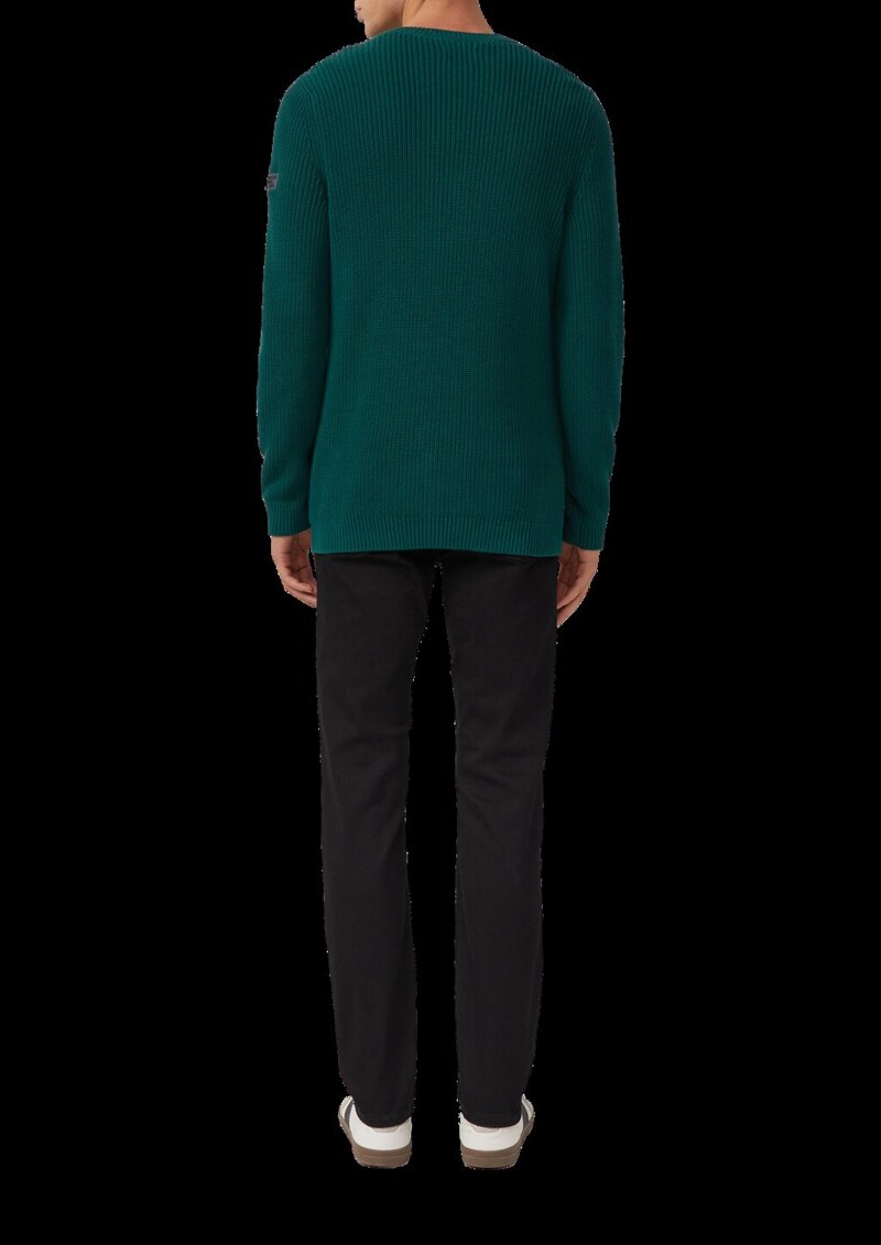 Strukturierter Baumwoll-Pullover mit Label-Patch
