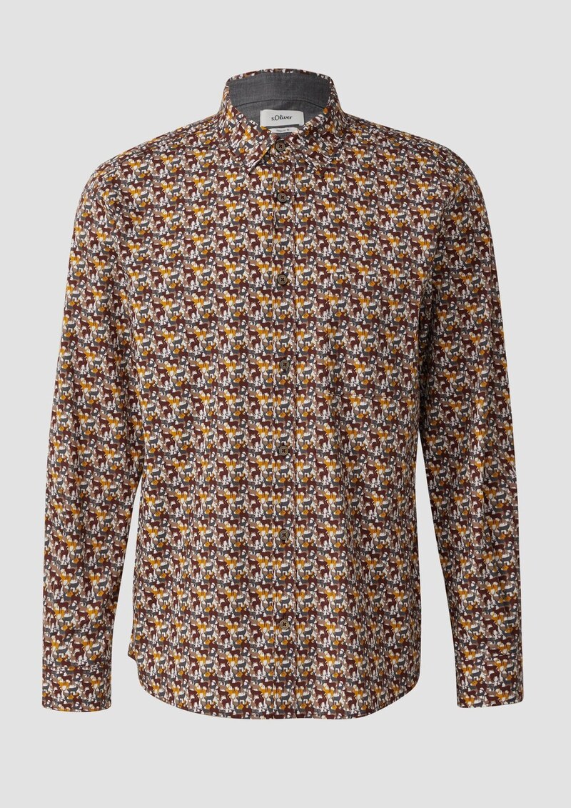 Regular Fit: Hemd mit Allover-Print und Brusttasche