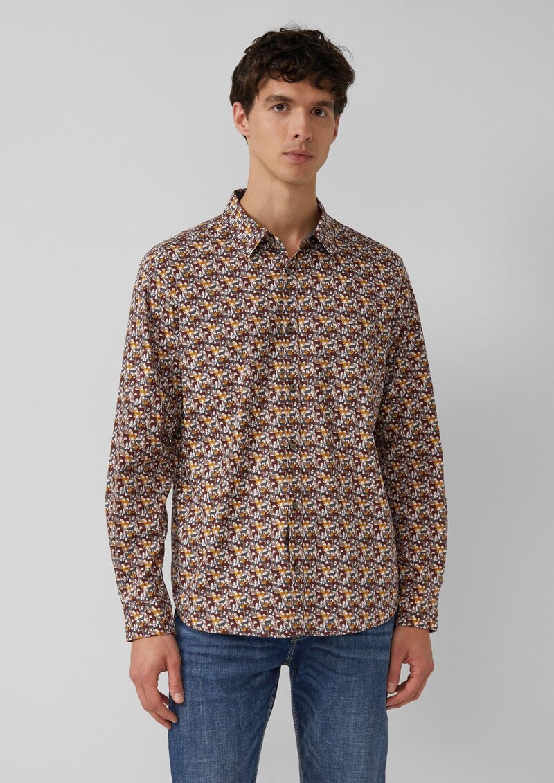 Regular Fit: Hemd mit Allover-Print und Brusttasche