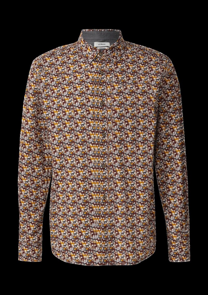 Regular Fit: Hemd mit Allover-Print und Brusttasche