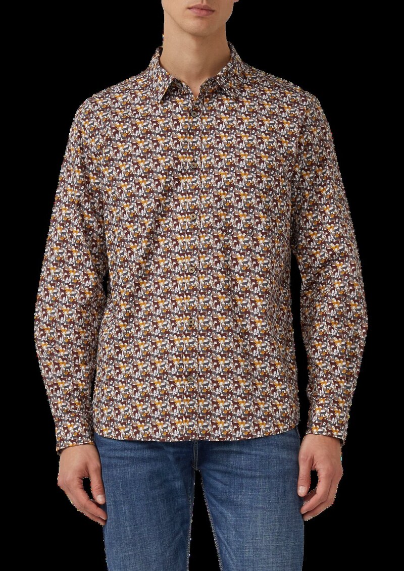 Regular Fit: Hemd mit Allover-Print und Brusttasche