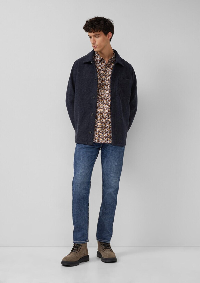 Regular Fit: Hemd mit Allover-Print und Brusttasche