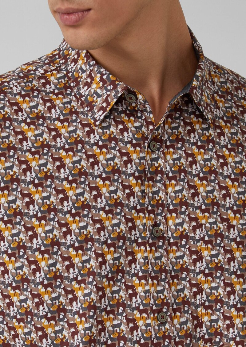 Regular Fit: Hemd mit Allover-Print und Brusttasche