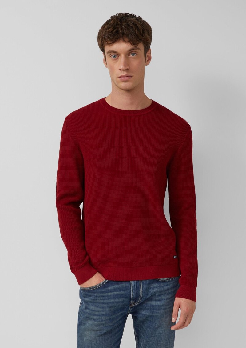 Strukturmix-Pullover aus reiner Baumwolle