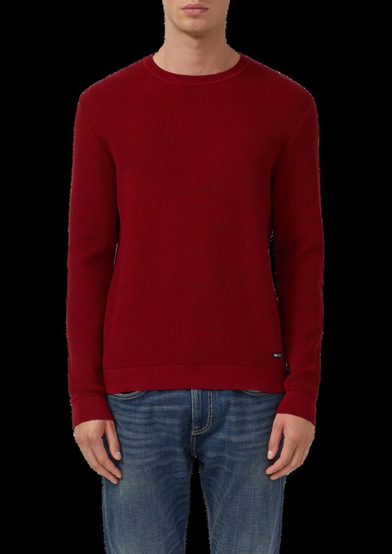 Strukturmix-Pullover aus reiner Baumwolle