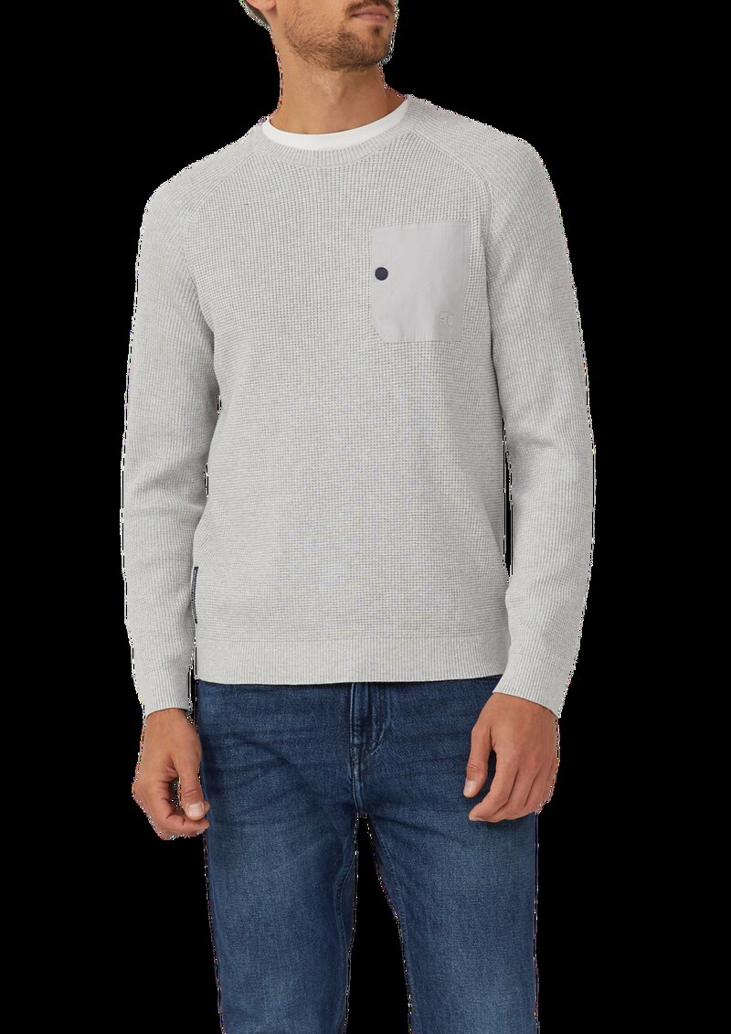 Strickpullover mit Brusttasche und Druckknopf