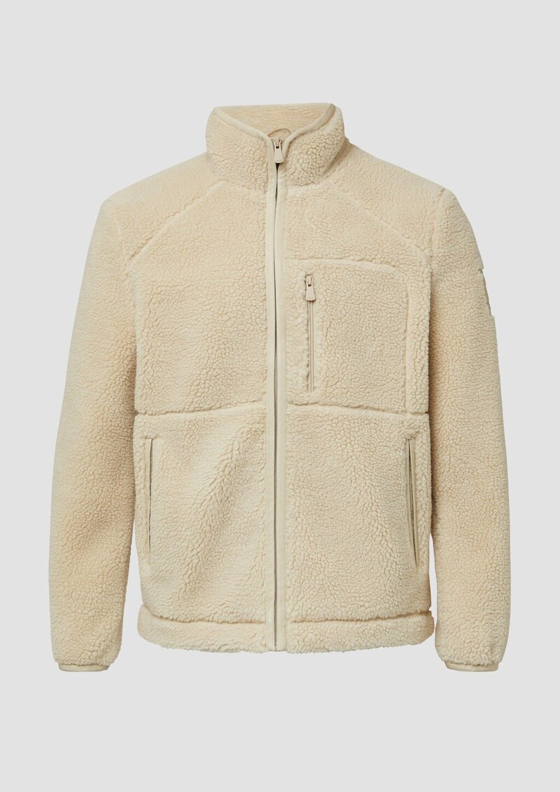 Gefütterte Jacke aus Teddy-Plüsch mit Zip-Details