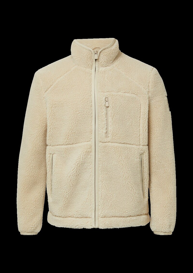 Gefütterte Jacke aus Teddy-Plüsch mit Zip-Details