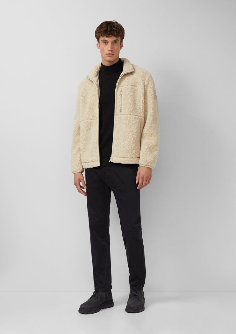 Gefütterte Jacke aus Teddy-Plüsch mit Zip-Details