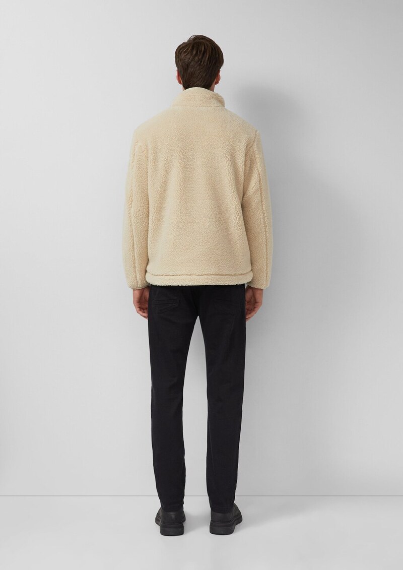 Gefütterte Jacke aus Teddy-Plüsch mit Zip-Details