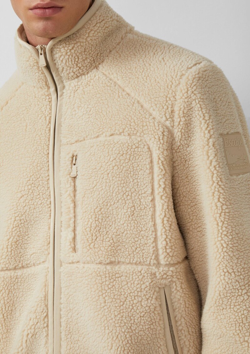 Gefütterte Jacke aus Teddy-Plüsch mit Zip-Details