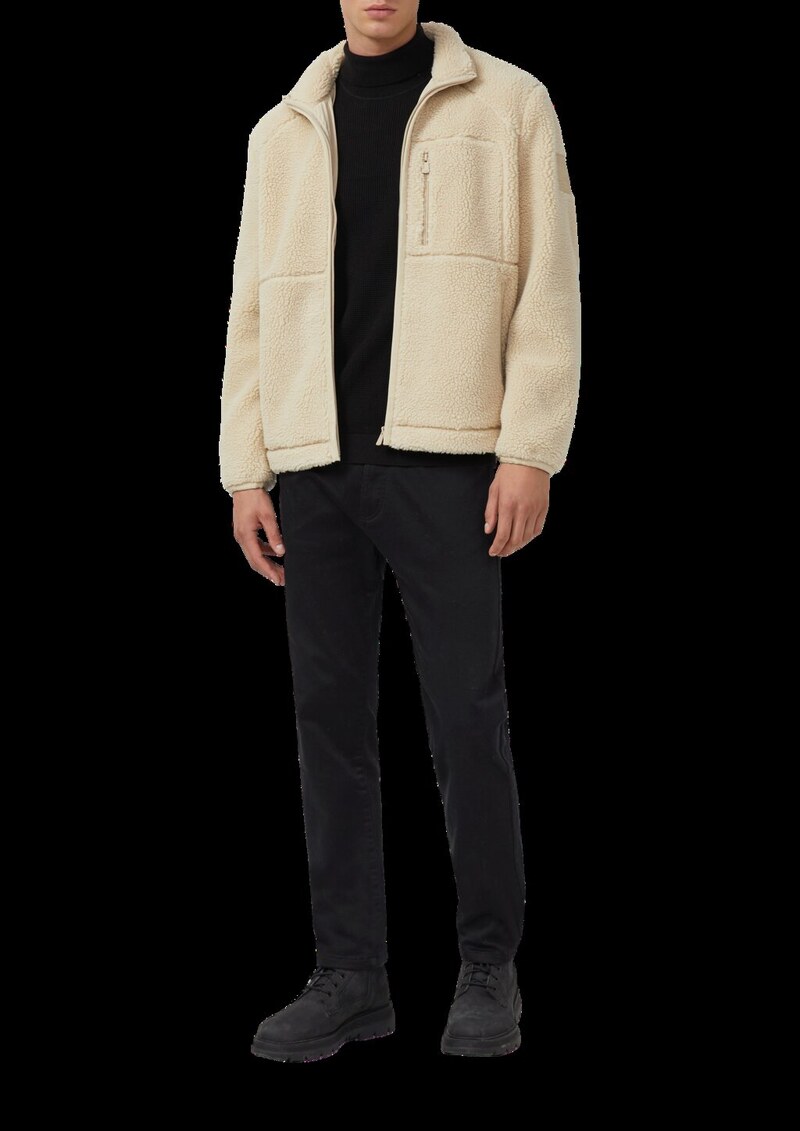 Gefütterte Jacke aus Teddy-Plüsch mit Zip-Details