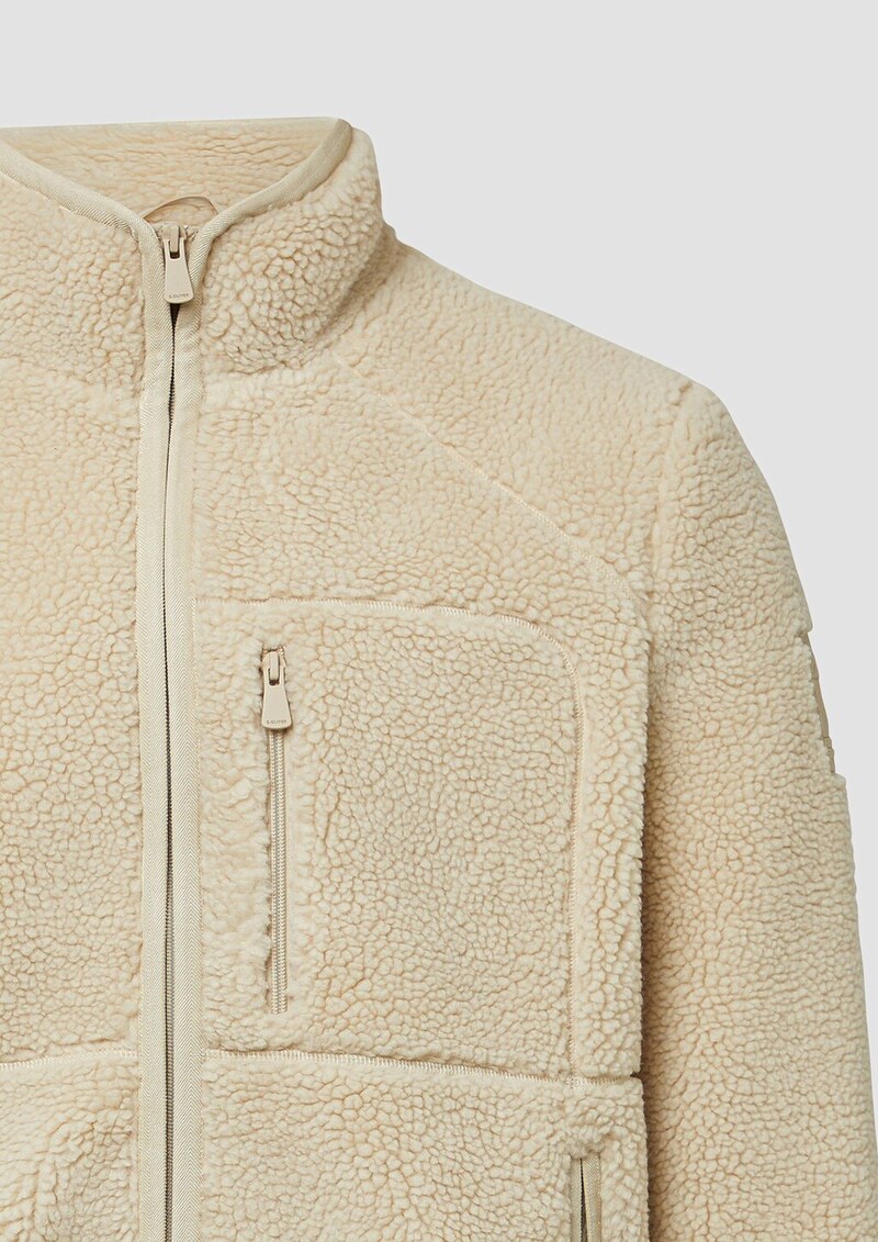 Gefütterte Jacke aus Teddy-Plüsch mit Zip-Details