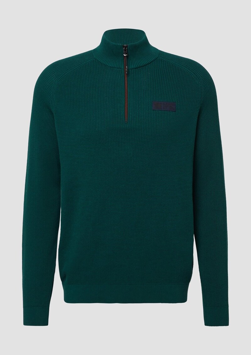 Pullover aus Strukturstrick mit Troyer-Kragen