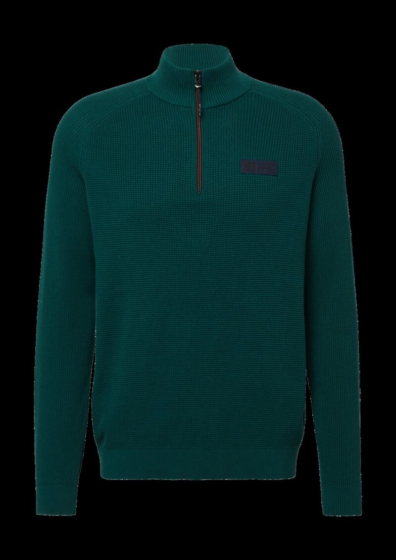 Pullover aus Strukturstrick mit Troyer-Kragen