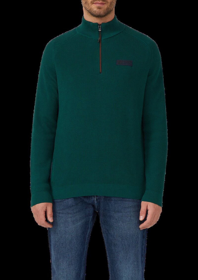 Pullover aus Strukturstrick mit Troyer-Kragen