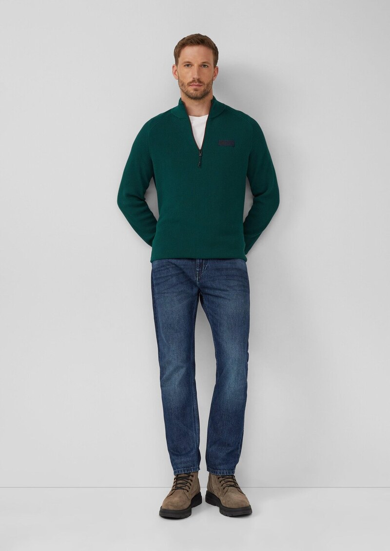 Pullover aus Strukturstrick mit Troyer-Kragen