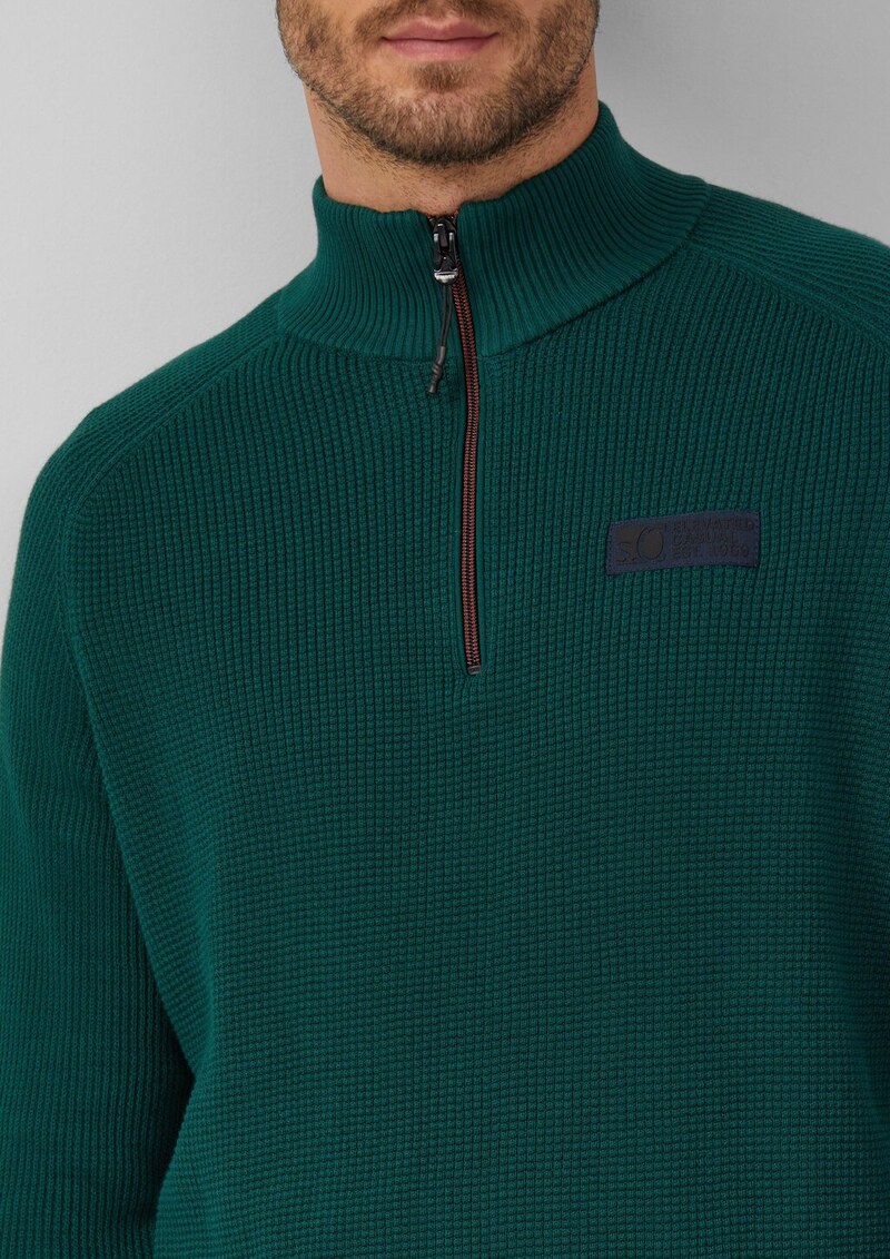 Pullover aus Strukturstrick mit Troyer-Kragen