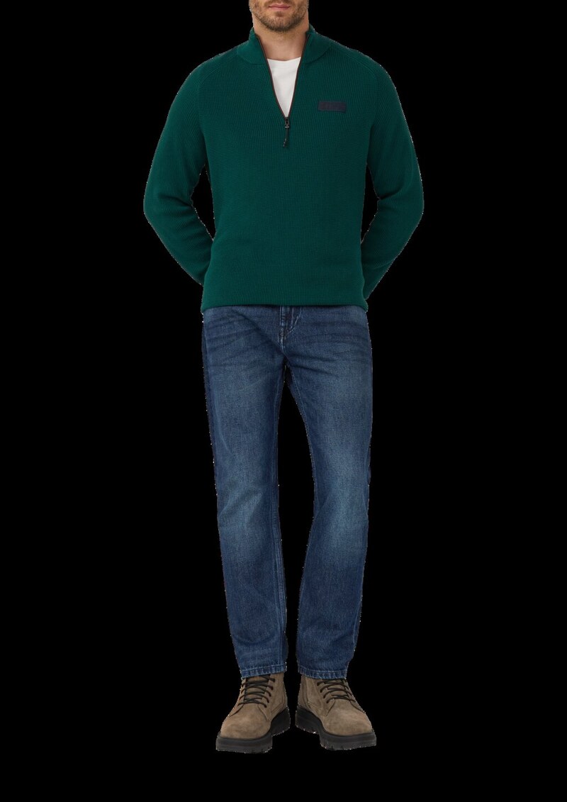 Pullover aus Strukturstrick mit Troyer-Kragen