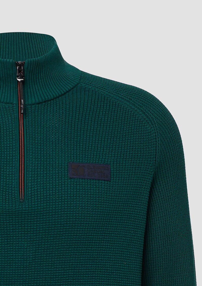 Pullover aus Strukturstrick mit Troyer-Kragen