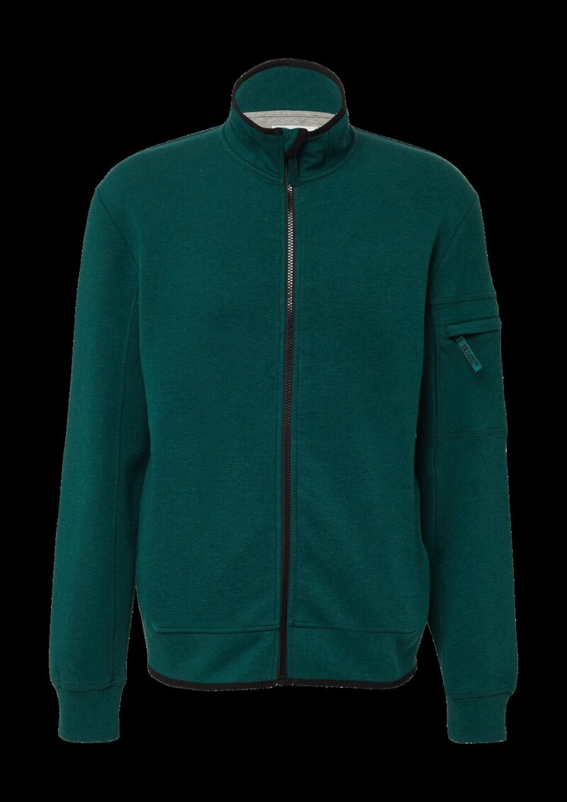 Melierte Sweatjacke mit Ärmeltasche