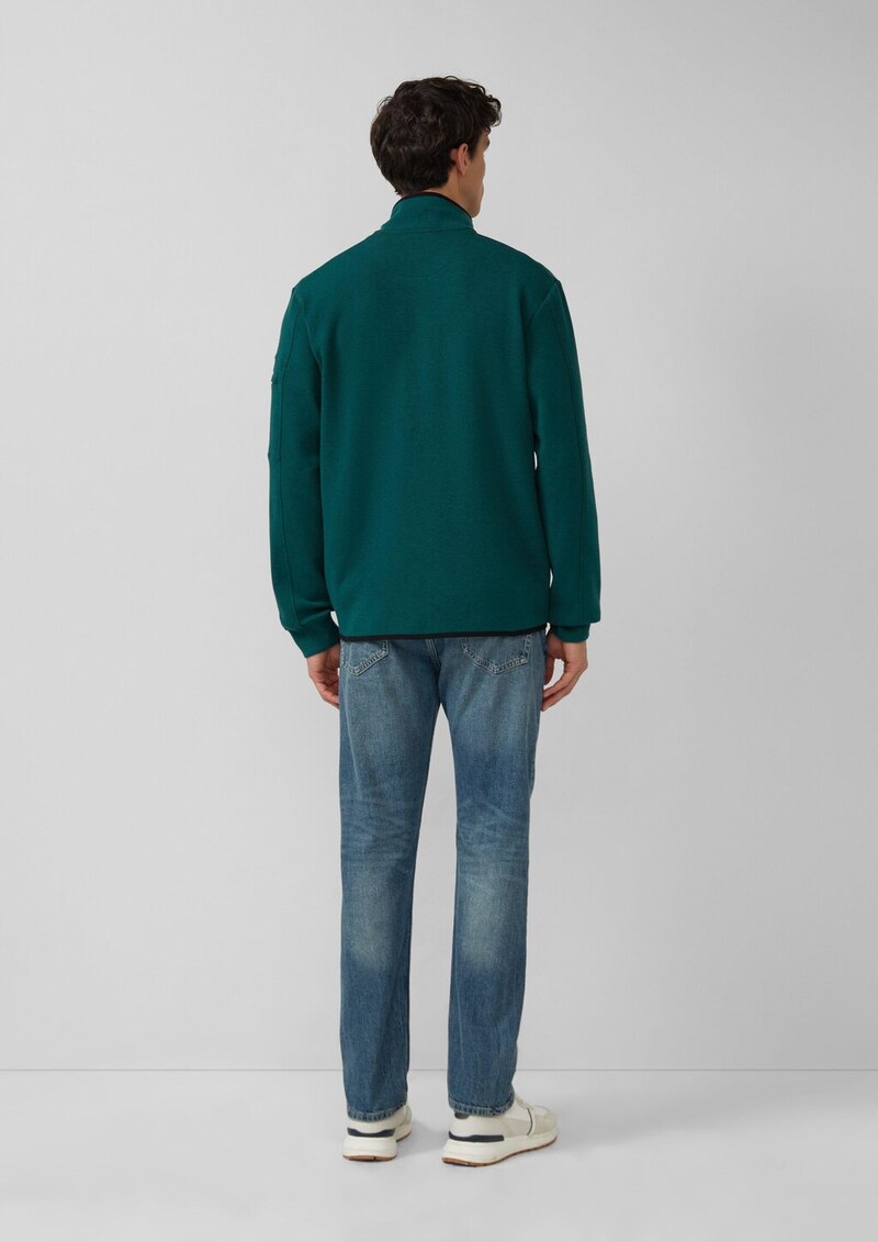 Melierte Sweatjacke mit Ärmeltasche