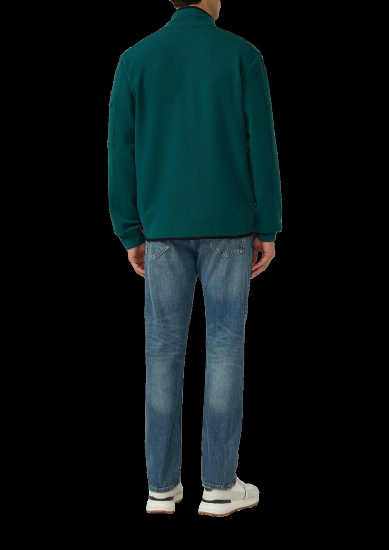 Melierte Sweatjacke mit Ärmeltasche