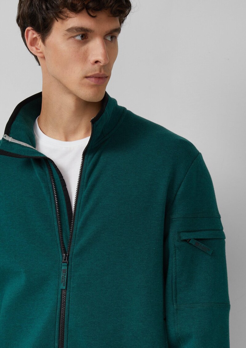 Melierte Sweatjacke mit Ärmeltasche