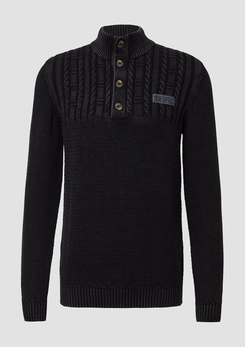 Strukturmix-Troyer aus Baumwolle mit Garment Dye