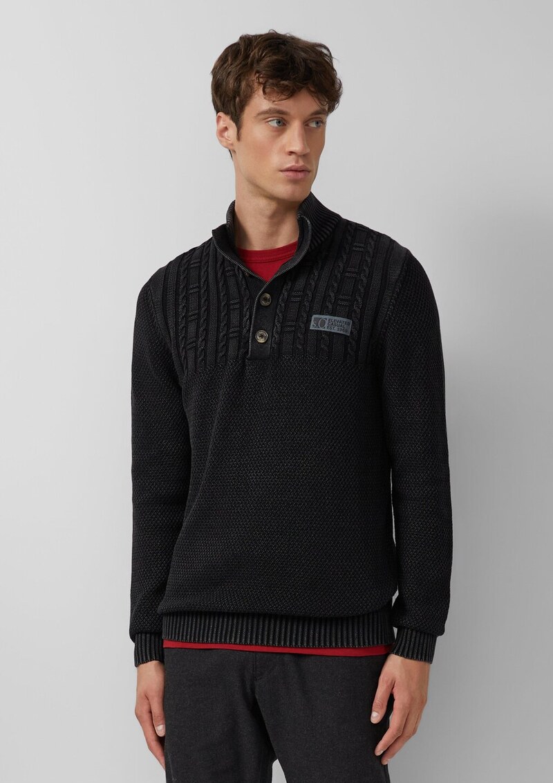 Strukturmix-Troyer aus Baumwolle mit Garment Dye