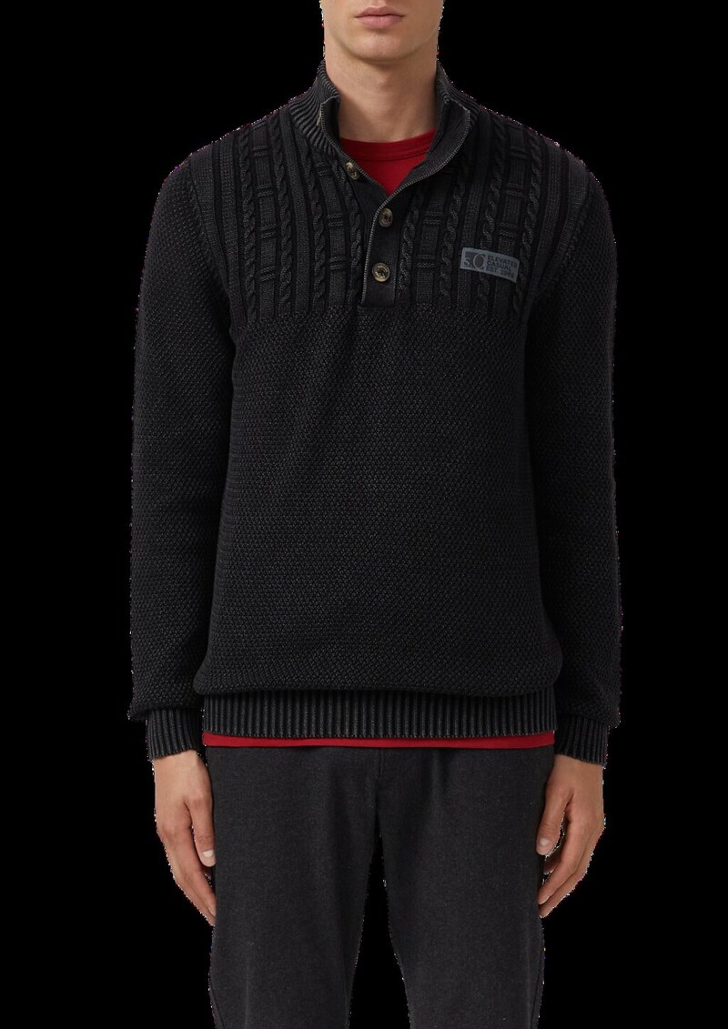 Strukturmix-Troyer aus Baumwolle mit Garment Dye