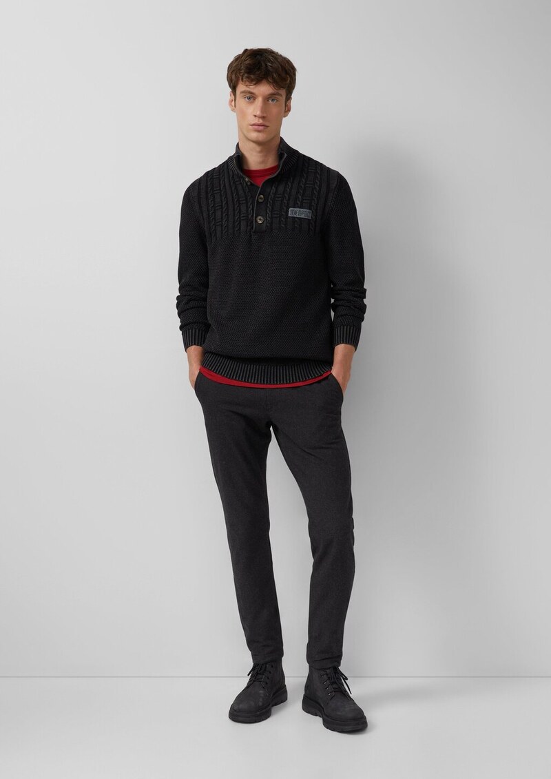 Strukturmix-Troyer aus Baumwolle mit Garment Dye