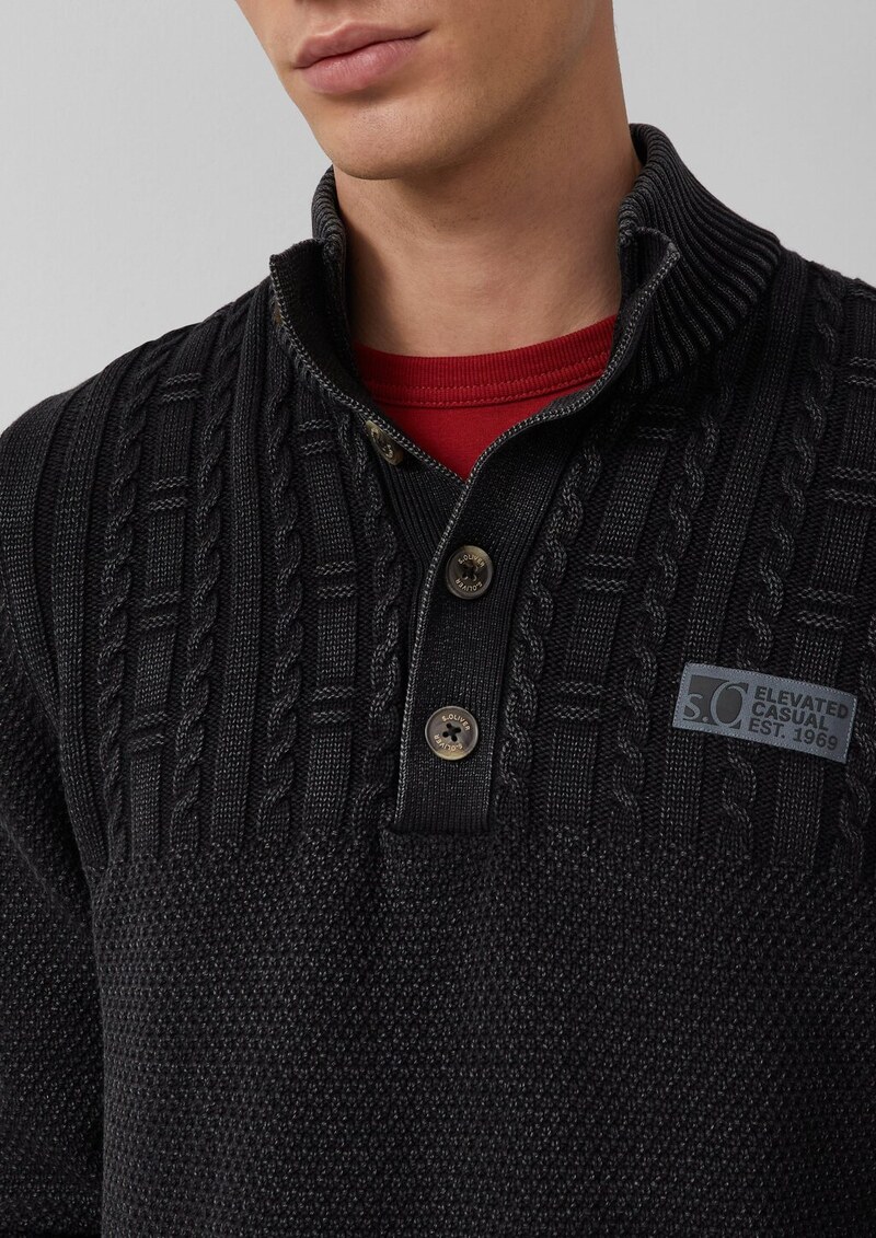 Strukturmix-Troyer aus Baumwolle mit Garment Dye