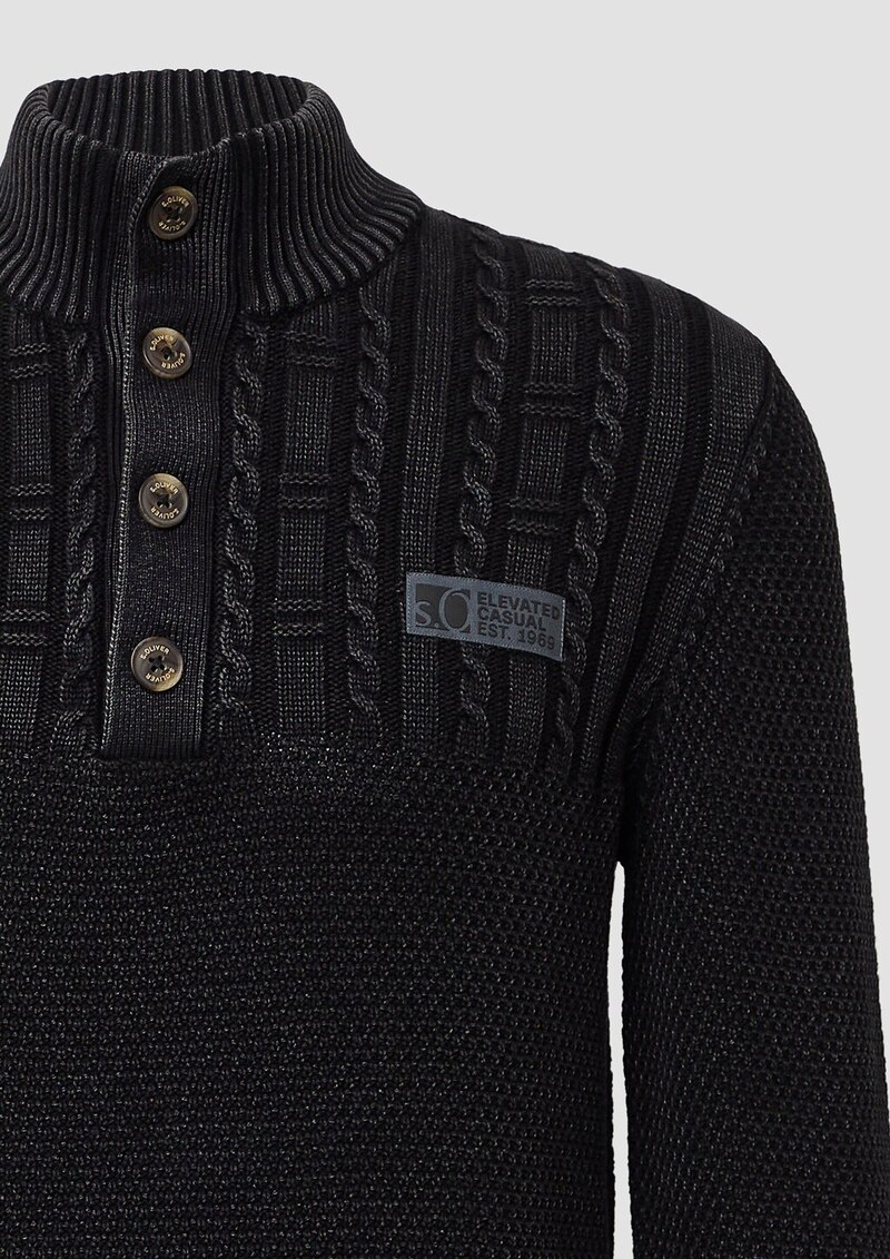 Strukturmix-Troyer aus Baumwolle mit Garment Dye