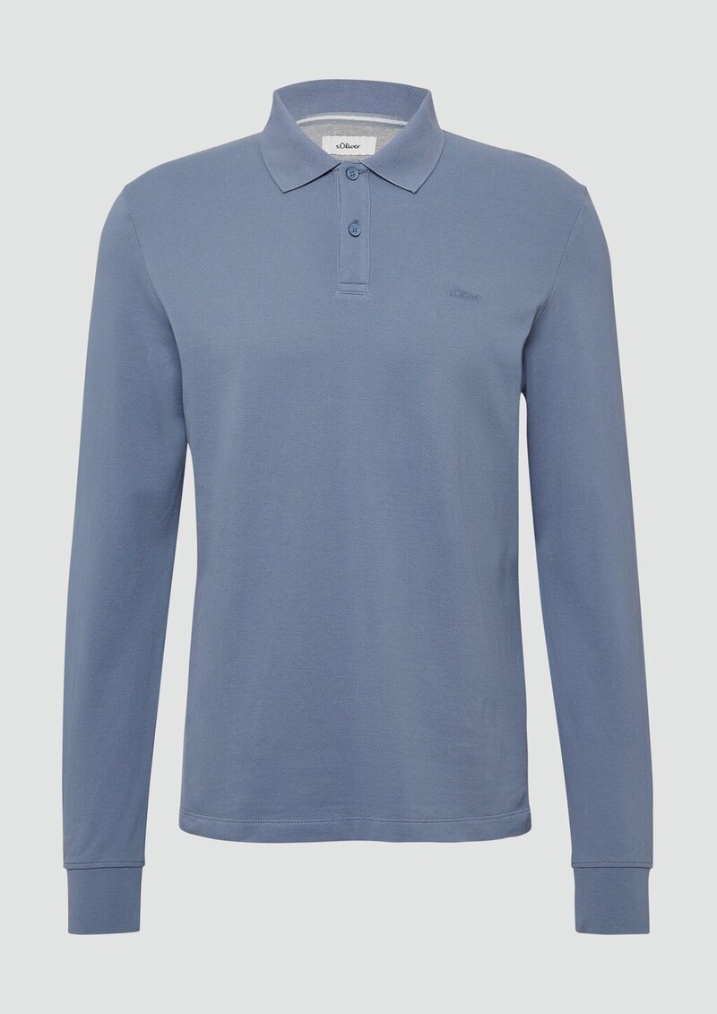 Langarm-Poloshirt aus Baumwoll-Piqué mit Bündchen