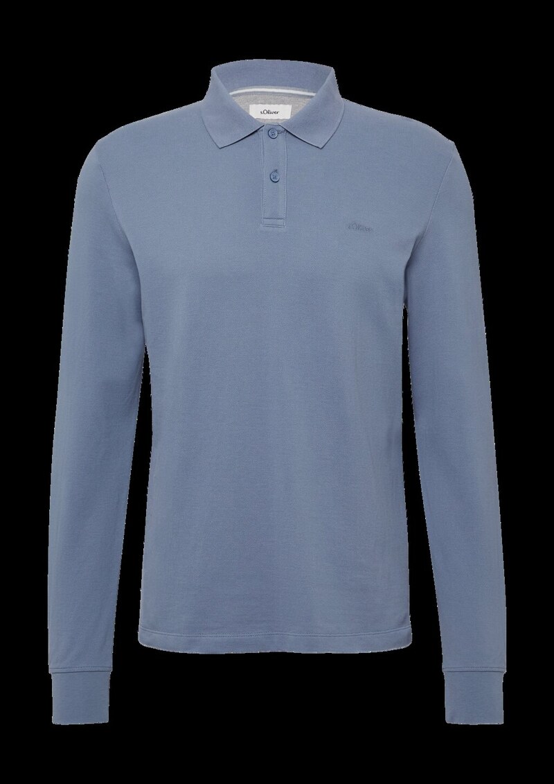 Langarm-Poloshirt aus Baumwoll-Piqué mit Bündchen
