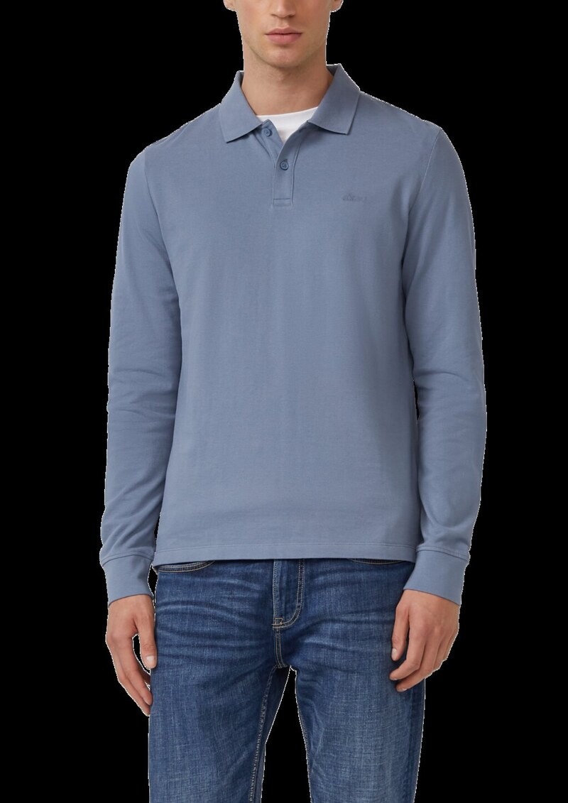 Langarm-Poloshirt aus Baumwoll-Piqué mit Bündchen