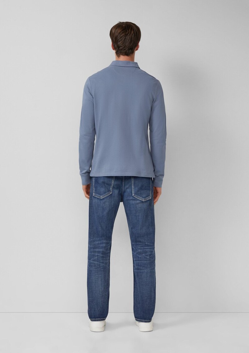 Langarm-Poloshirt aus Baumwoll-Piqué mit Bündchen