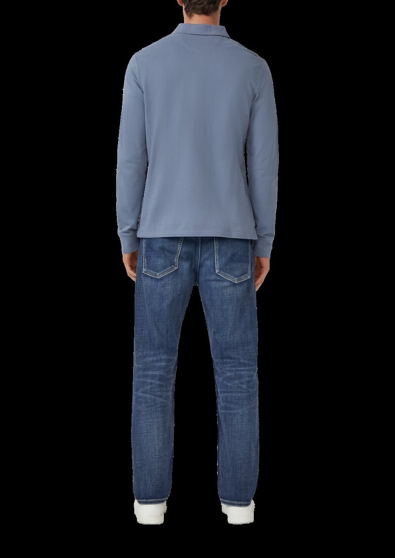 Langarm-Poloshirt aus Baumwoll-Piqué mit Bündchen