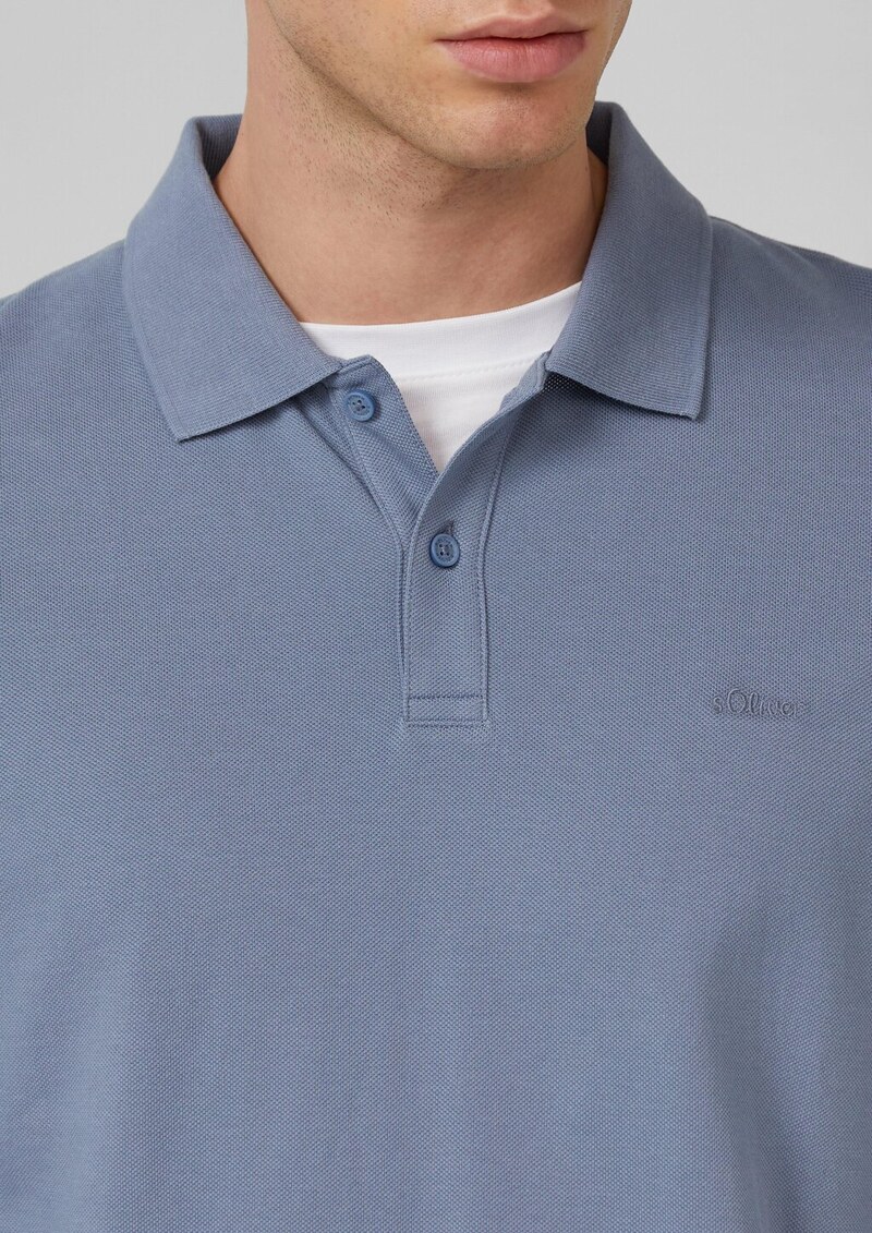 Langarm-Poloshirt aus Baumwoll-Piqué mit Bündchen