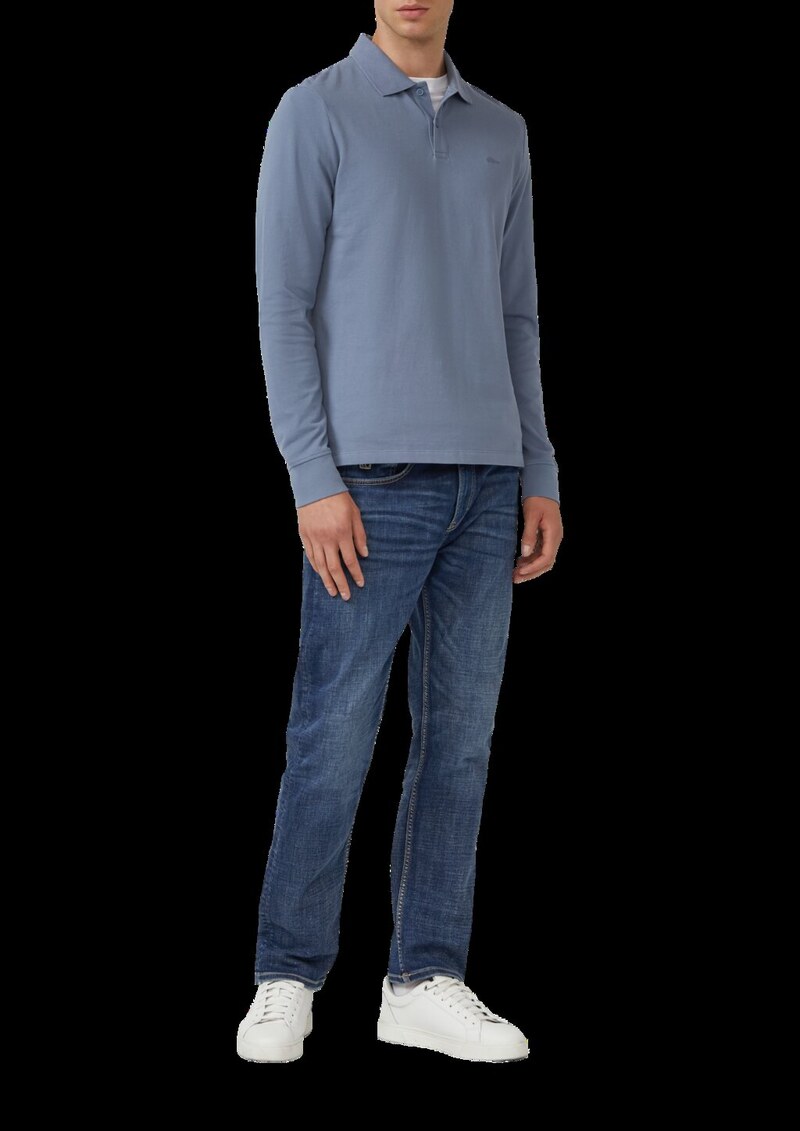 Langarm-Poloshirt aus Baumwoll-Piqué mit Bündchen