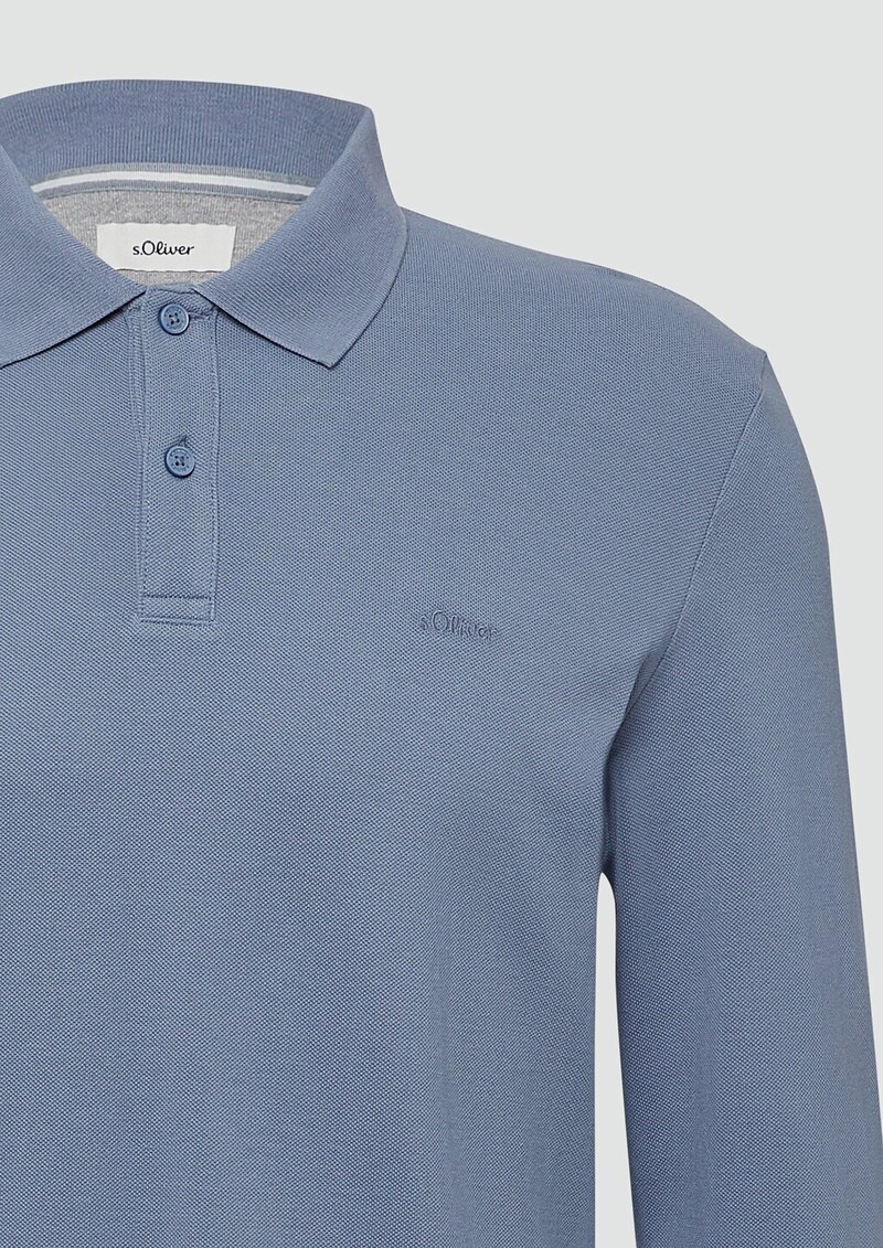 Langarm-Poloshirt aus Baumwoll-Piqué mit Bündchen